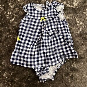 Blue and White Checkered Kids Romper